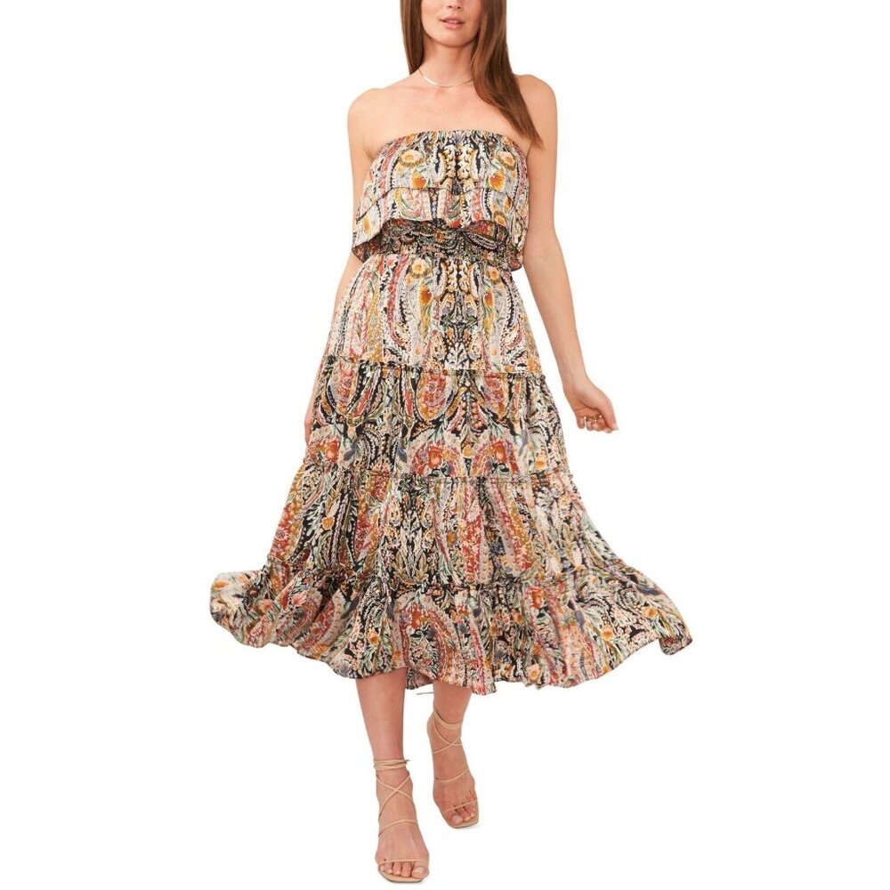 1. STATE Sundress Womens Size XS Multicolor Strapless Smocked Ruffle $89